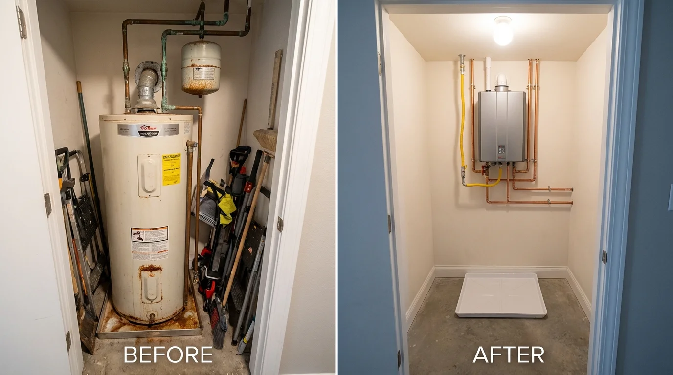 Tank water heater versus wall-mounted tankless unit comparison for Ball, LA homeowners