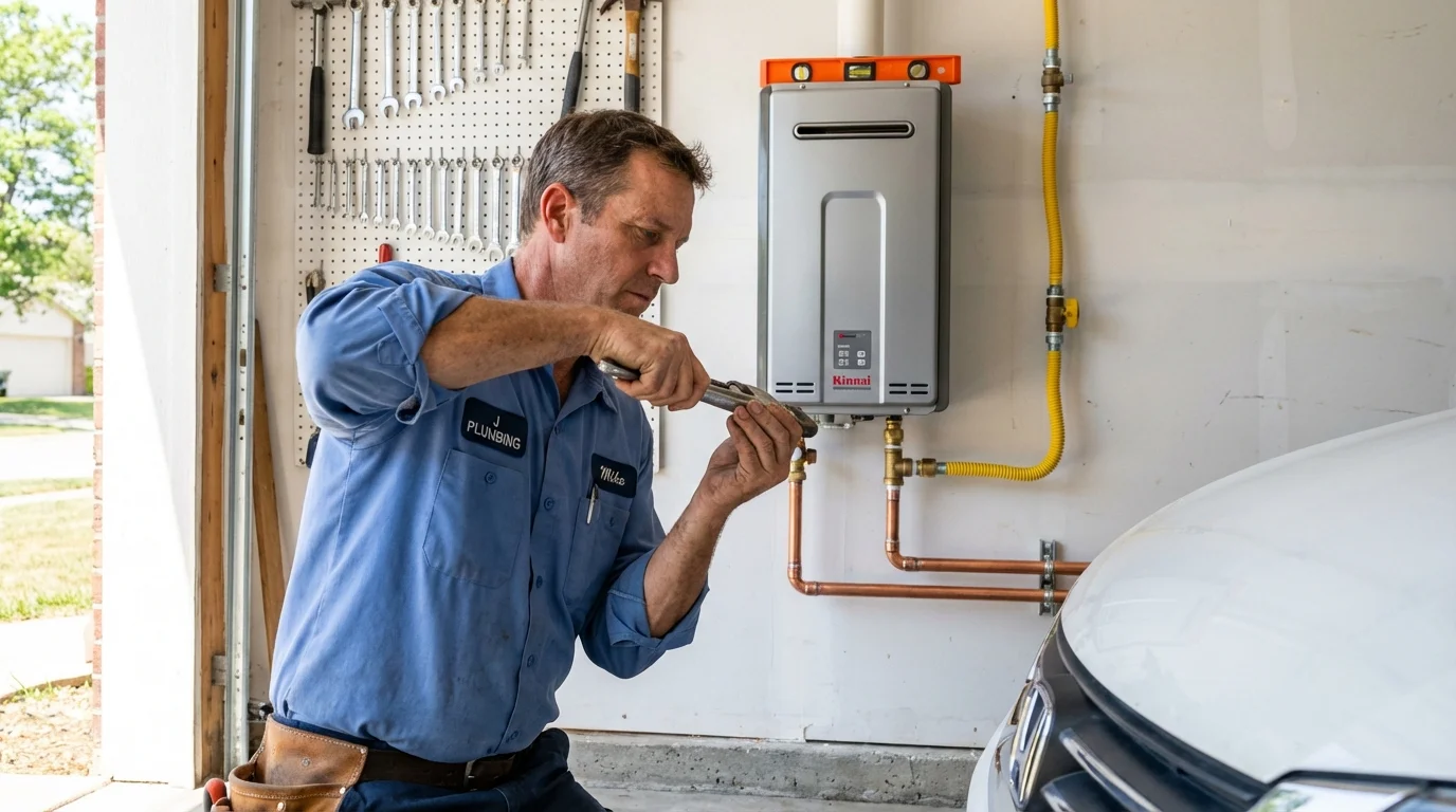 Tankless water heater installation by a Johns Plumbing LLC plumber in Ball